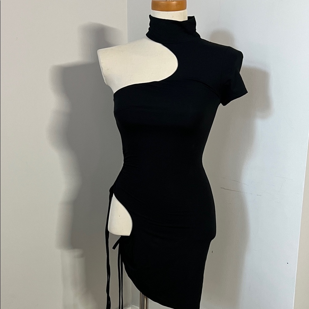 I.AM.GIA Black Asymmetrical Cut-Out Dress
